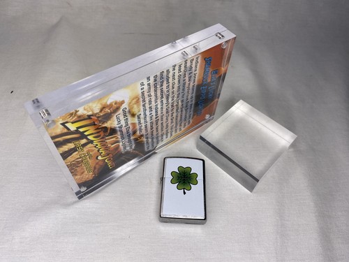 Indiana Jones, Elsa Lucky Shamrock Zippo Lighter, Display Plaque and Item Stand - Picture 10 of 12