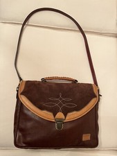 Stefano Orso 2-tone Brown/tan 13”x11”x3” Shoulder Bag With Detachable Strap