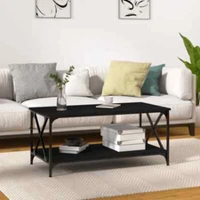 Coffee Table Black 39.4"x19.7"x17.7" Engineered Wood and Iron vidaXL