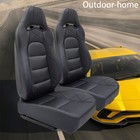 2X Black Universal Reclinable Bucket Seat Adjustable Racing Seat with 2 Sliders