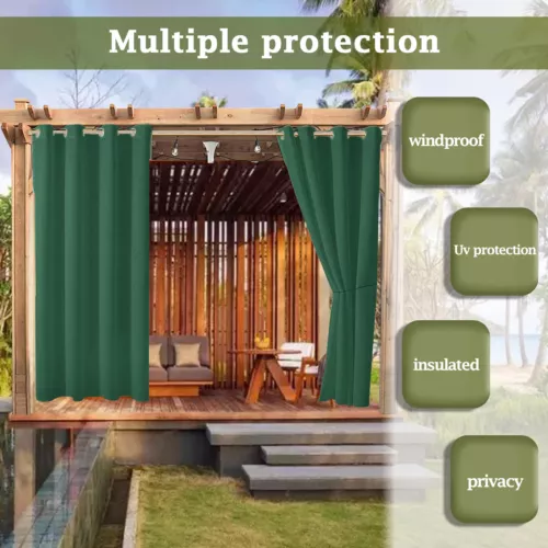 1/2 Stück Wasserdicht Outdoor Terrasse Vorhänge 52" Breit Sichtschutz Verdunkelung Pergola Schatten - Bild 119 von 124
