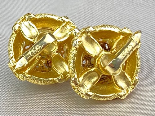 CORO Vintage Gold Tonę Dome Clip Earrings Faux Pearls - Picture 3 of 11