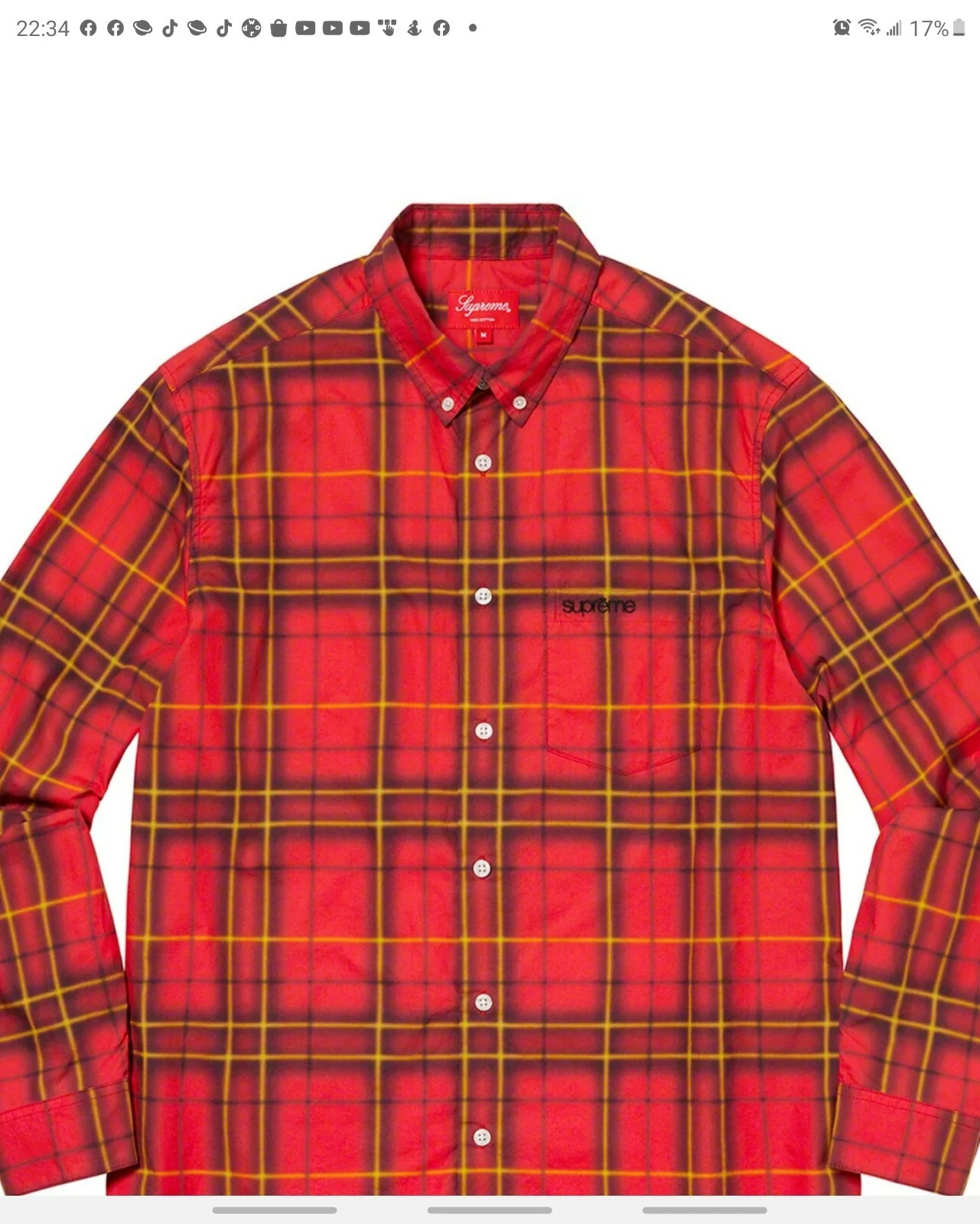 Supreme Spray Tartan Chemise Rouge Homme Large SS21S7