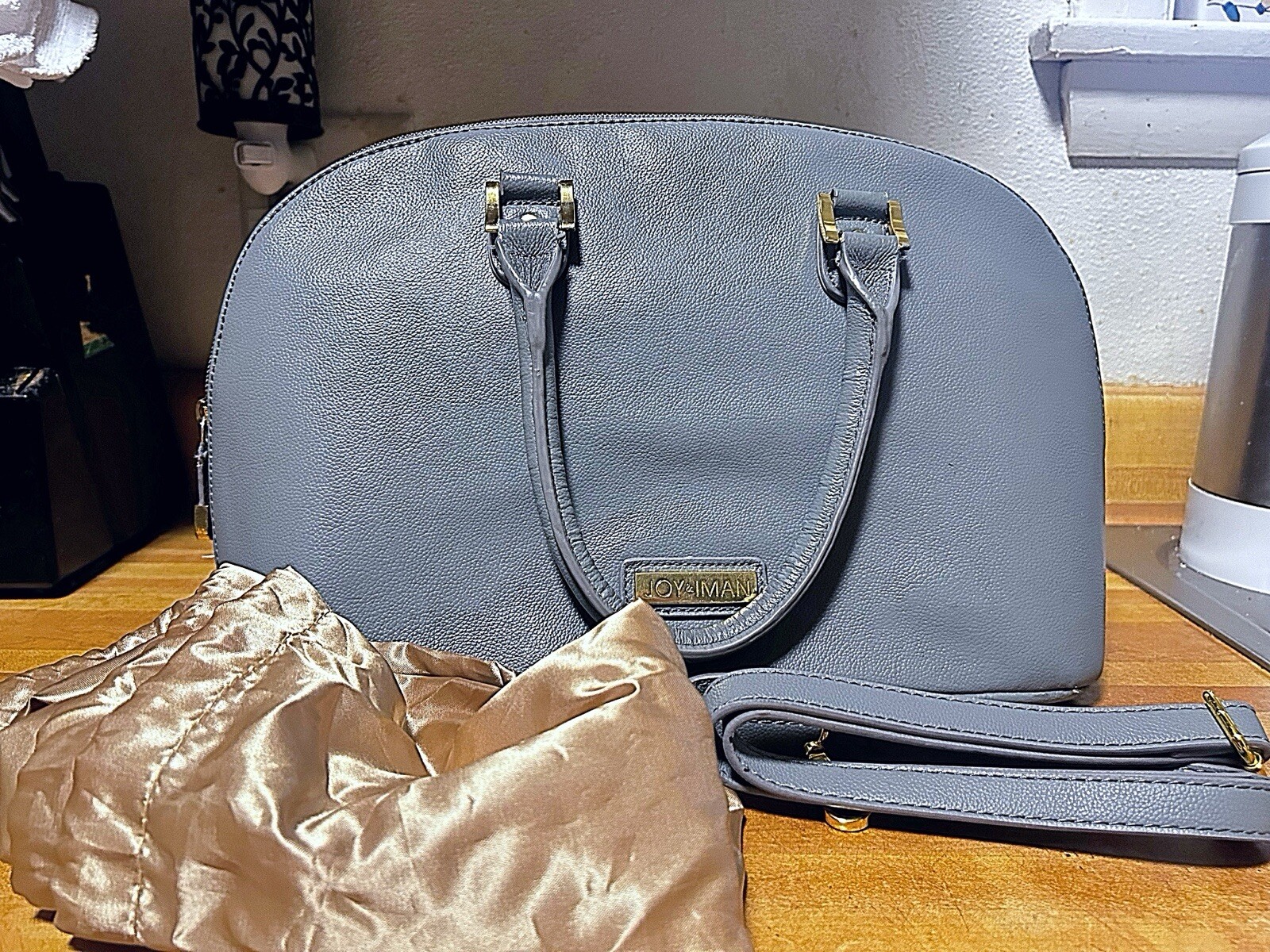 Authentic JOY & IMAN Genuine Leather Satchel Tote Purse Hand Shoulder Bag