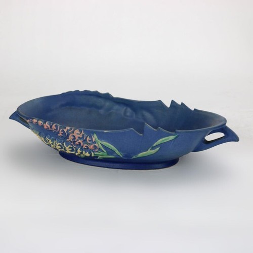 Roseville Art Pottery Blue Console Bowl With Foxglove Pattern Mid 20thC - Picture 2 of 6