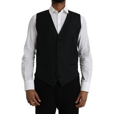 DOLCE & GABBANA Vest Black Wool Waistcoat Dress Formal Men IT52/US42/XL 800usd