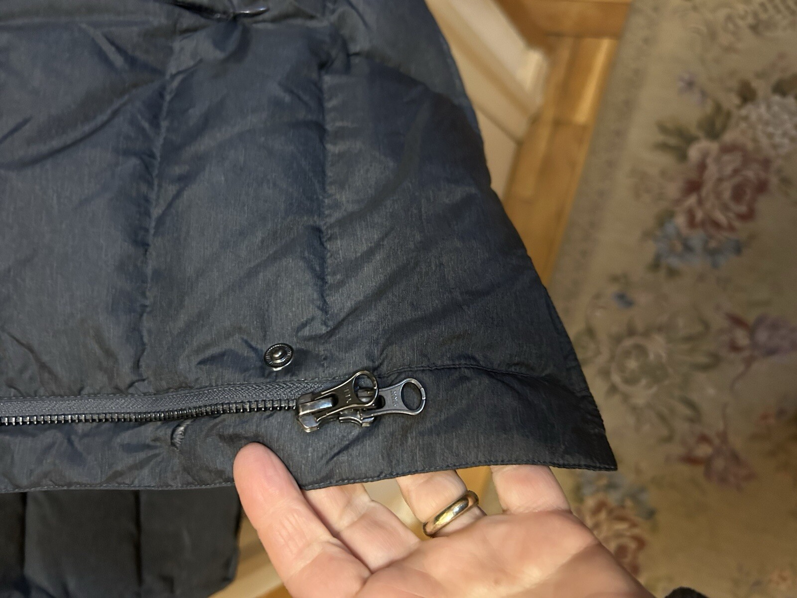 Gray Down Filled Puffer Jacket Coat With High Fun… - image 7