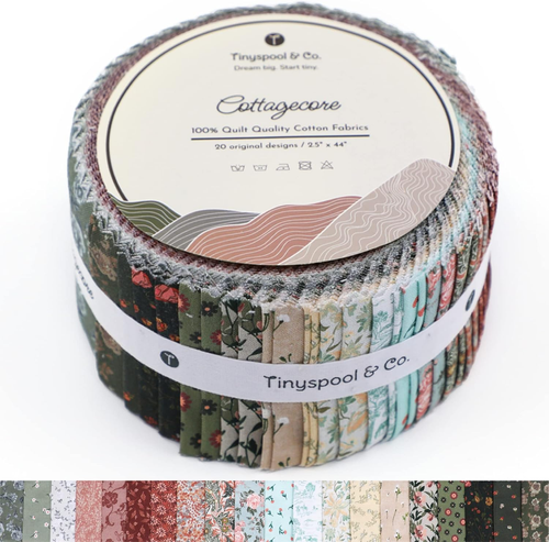Tinyspool & Co. Jelly Roll Stoffstreifen zum Quilten, Basteln und Nähen, 40