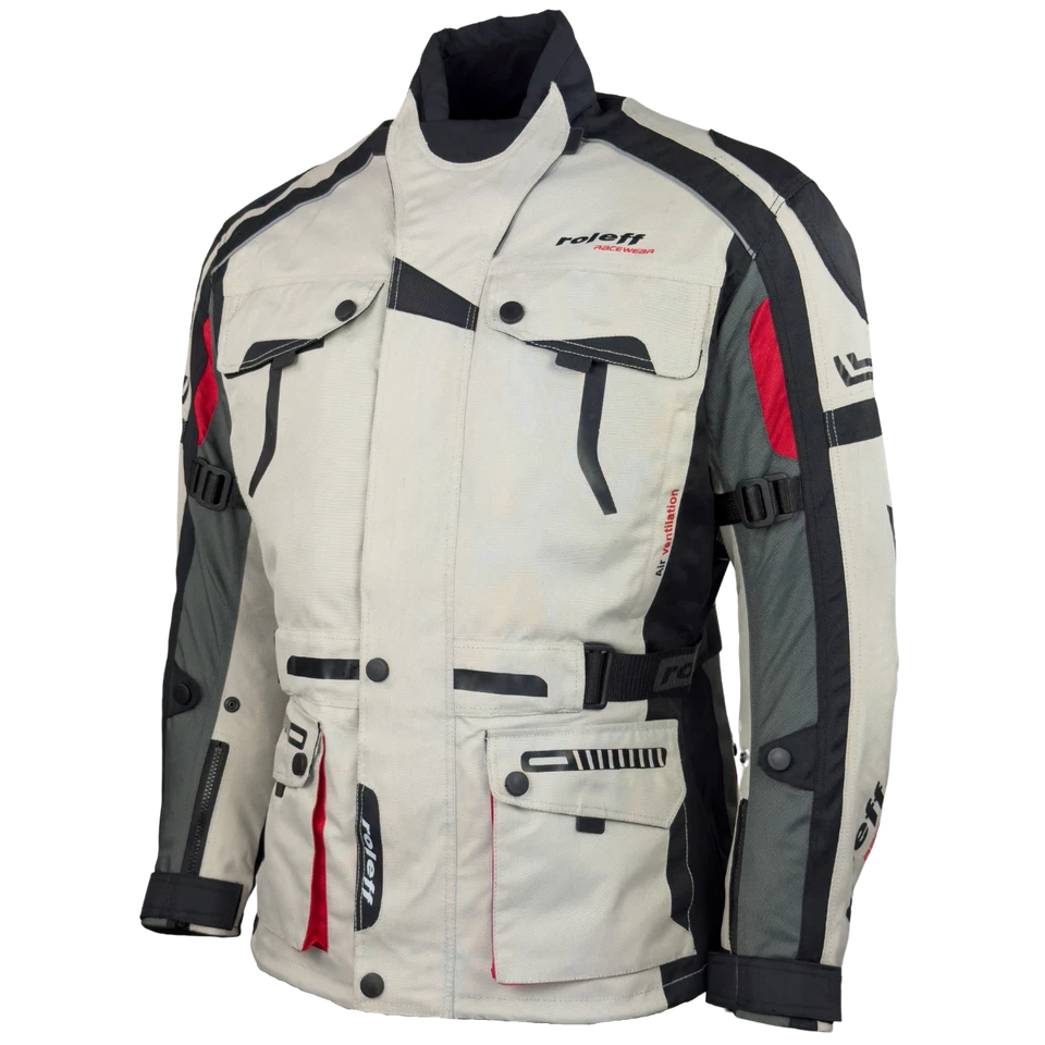 ROLEFF Motorradjacke lang mit Protektoren- Tourenjacke - beige/schwarz