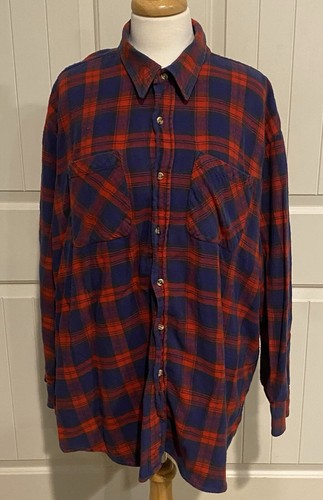 Big Mac XXL Flannel Cotton Shirt Red Blue Plaid 1990s Grunge JC Penney Vintage - Picture 11 of 15