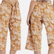 American Eagle Pants Cropped Wide Leg Tie Waist Print Size Medium