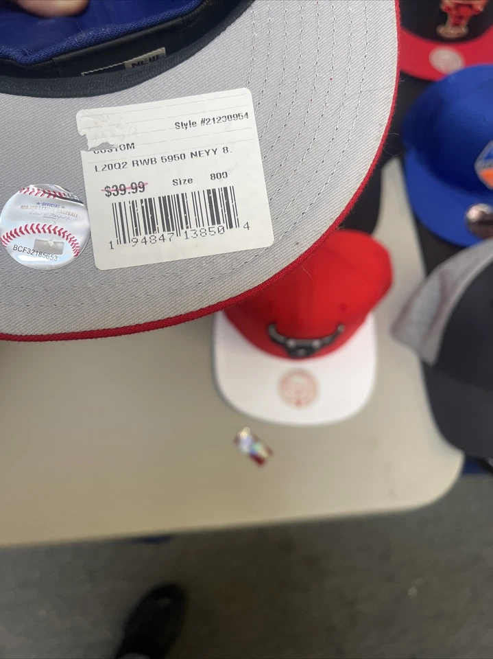 New York Yankees New Era 59Fifty Red White and Blue Fitted hat cap size 8 Foto 2 de 2