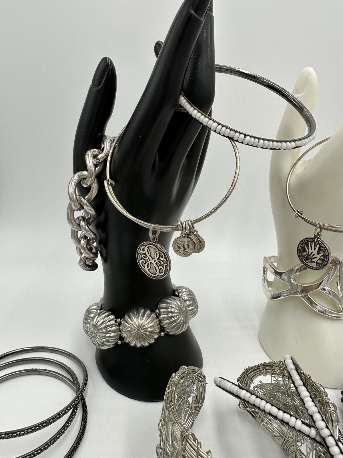 Assorted Silver Tone Fashion Bangle Cuff Bracelet… - image 5