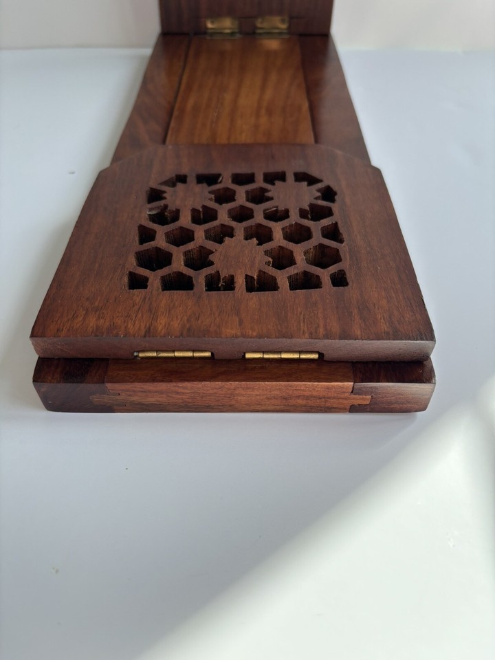 Vintage Carved Wooden Extending Book Slide Bookshelf Floral Design eBay