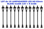 MODEL LOT 10 LED STREET LIGHTS LIGHT WHITE HO 65mm 12V + R 510Ω JOUEF MKD