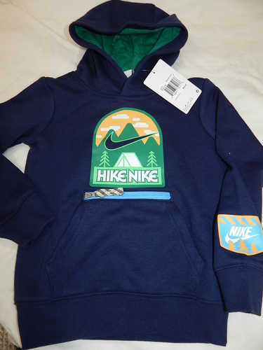 BNWT Nike Boys 4/4T NIKE HIKE Midnight Navy Hooded Sweatshirt New