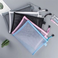 1pc Mesh Pencil Pen Case Zipper Travel Pouch Cosmetic Bag Storage Stationery