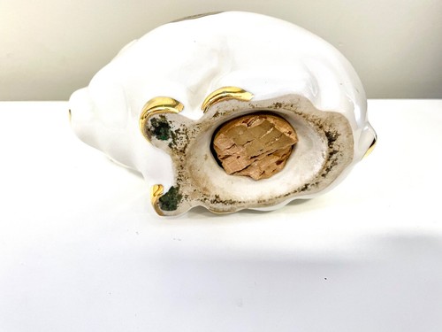 Vintage Mars Hill College Piggy Bank 1856 Ceramic Cream and Gold - Picture 6 of 6