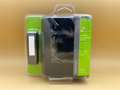 StyleSelections Wireless Doorbell w/ Button 3 Chimes Screw-In Mount | Black