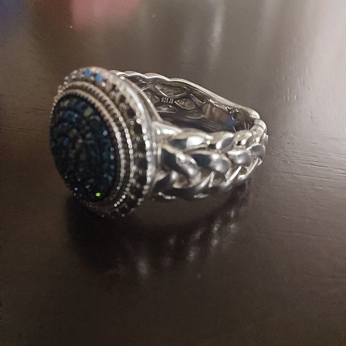 QVC Affinity Diamond 0.25 cttw Pave’ Natural Blue Diamond Ring Sterling SIZE 6 - Picture 6 of 7