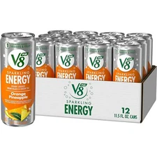 (12 Pack) V8 SPARKLING Orange Pineapple Energy Drink with Vegetables, 11.5 Fl Oz