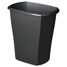 Sterilite Trash Can Plastic Bathroom Office Open Waste Trash Can, 5.5 Gal- Black