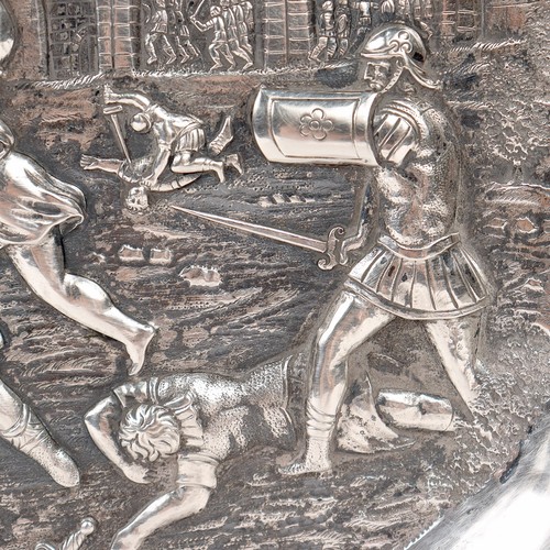 Antique German Renaissance Revival Solid 800 Silver Repousse Tray or Charger - Picture 7 of 14