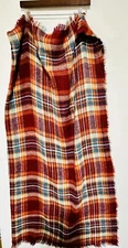Altard State Plaid Scarf Acrylic Fall Colors Fringed O/S
