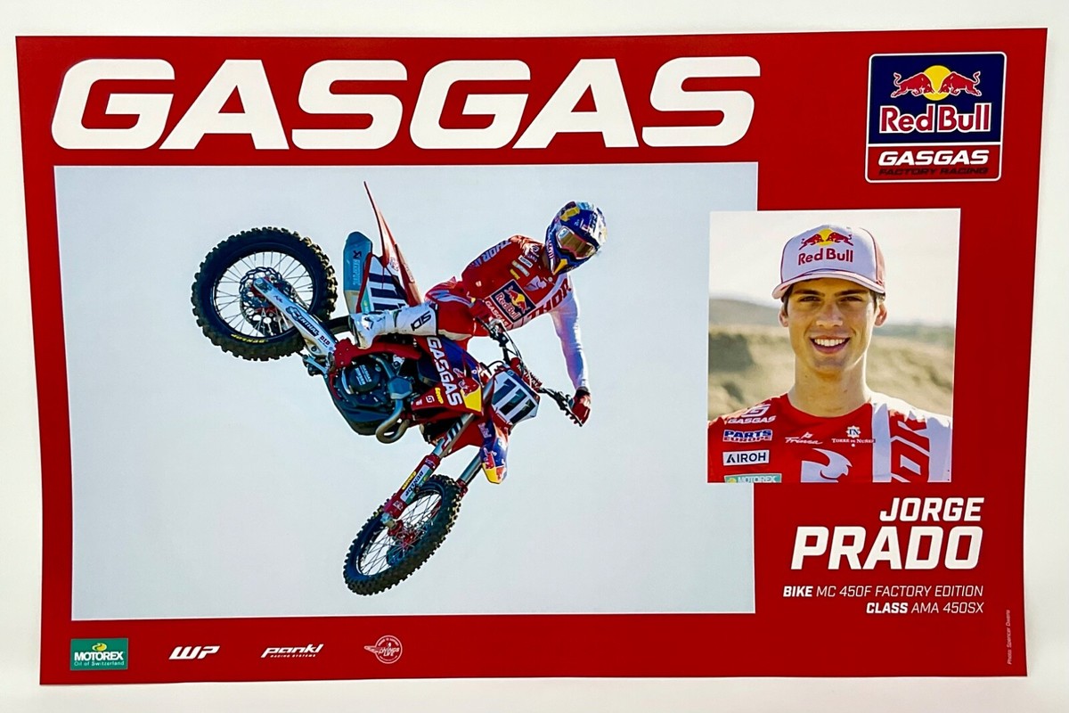JORGE PRADO #111 Red Bull GAS GAS Poster 17”x11” 2024 Supercross