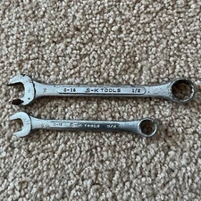 SK Tools No. C12 & C16 Combination Wrenches 1/2” & 3/8” USA Set of 2