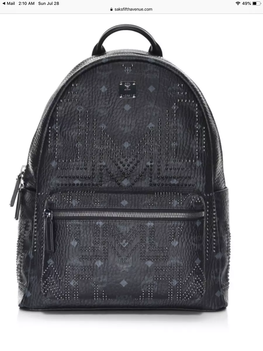 Authentic MCM Stark Front Studs Backpack in Visetos Black / MEDIUM