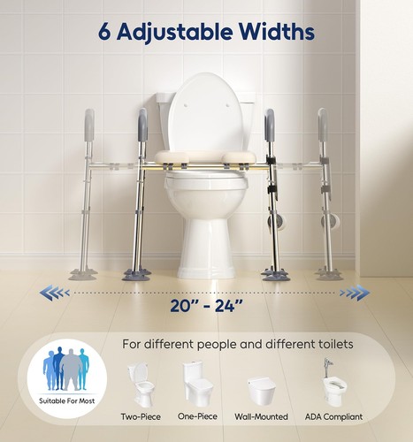 Asiento de inodoro elevado Bluelog con asas FSA HSA ancho y altura ajustable... - Imagen 3 de 7