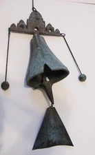 PAOLO SOLERI LARGE BRONZE BELL ARCOSANTI  FIGURAL MISSION TEMPLE INDEPENDANCE
