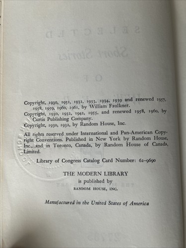 Selected Short Stories of William Faulkner Hardcover Great Condition Vintage - Picture 2 of 3