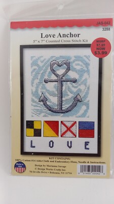 New DESIGN WORKS #3288 Love Anchor  5x7 Counted Cross Stitch Kit JAS-042