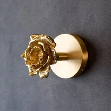 Rose Handmade Solid Brass Animal Hook Wall Mounted Coat Clothes Gold Modern Key