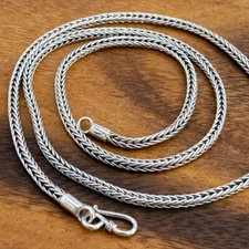 22g 20" 51cm braided artisan weave snake 925 sterling silver mens necklace chain