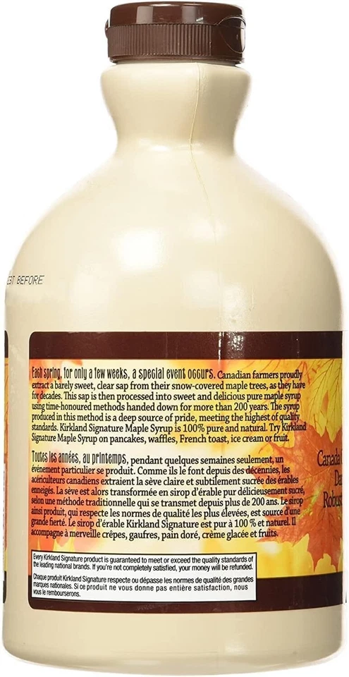 New Kirkland Canadian Maple Syrup - 100% Pure Grade A, Amber, Rich Taste 1 Litre - Image 2 of 3