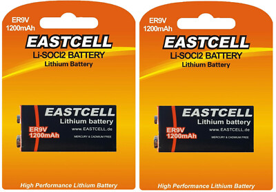 2 x ER9V Block(1200mAh)Lithium Langzeitbatterie Rauchmelder(2 Batterien)EASTCELL