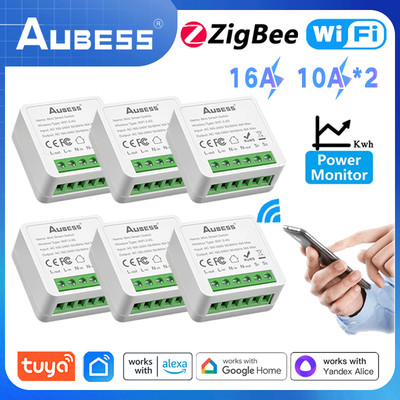 AUBESS WiFi Switch Tuya Smart Home Gadgets Automation MINI DIY 2-Gang 2-Way Swit