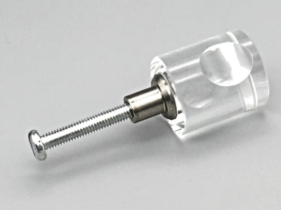 Flat Top Knöpfe 20 mm Klarglas Harz Knopf Gebürstet Chrom Edelstahl Stiel (605)