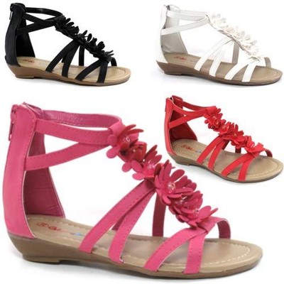 Girls Summer Sandals New Low Wedge Fancy Gladiator Dress Party Beach Shoes Size