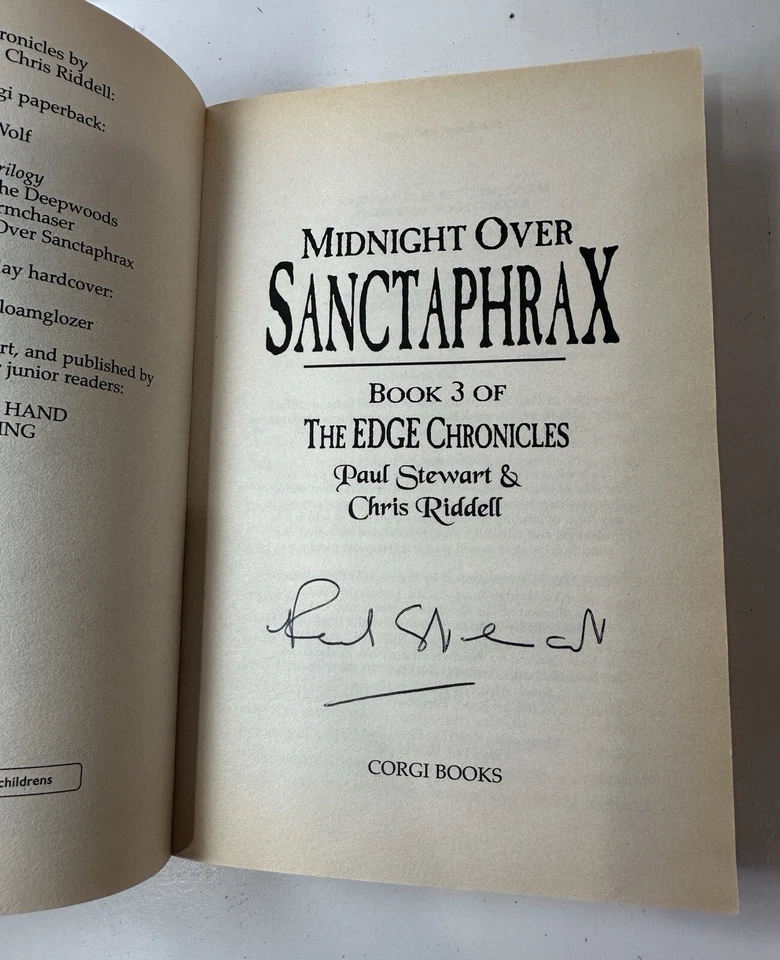 Signed Midnight Over Sanctaphrax PB Paul Stewart Edge Chronicles #3 Fantasy! - Image 2 of 4