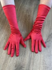 Women's Red Gloves Party Evening Formal Bridal Opera Long One SZ Stretch