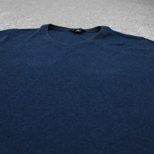 Structure Sweatshirt Mens Large Blue Cotton/Poly V-Neck L/S Pullover Sweater - Picture 4 of 12