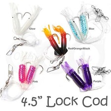 Fishing 4.5" twin bulb Squid Rock Fish Rig lingcod Rock Cod Grouper Bait Rig New