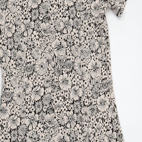 Dorothy Perkins Mujer Beige Floral Viscosa Línea A Talla 10 Cuello Redondo Botón - Imagen 4 de 10