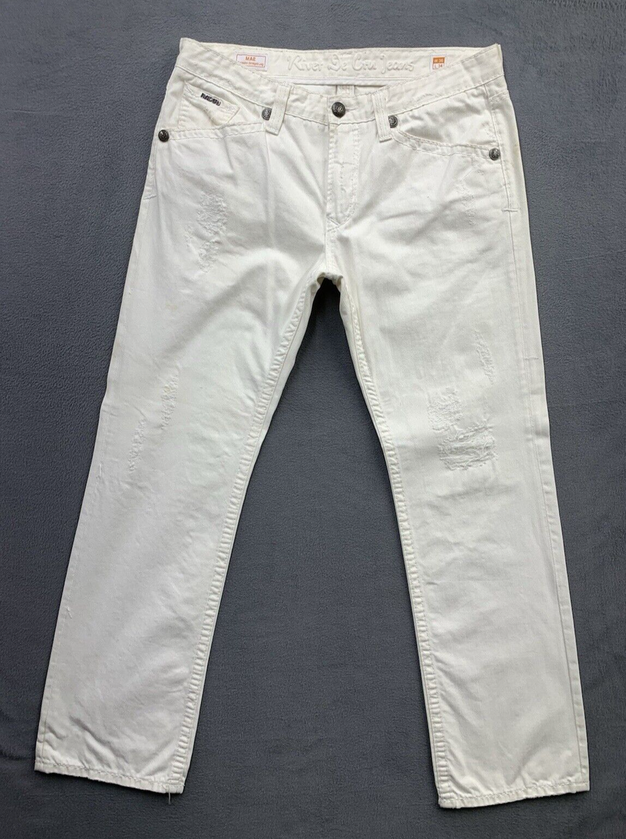 Rivet De Cru Denim Jeans Men's Size 36X34 White MAE 100% Cotton