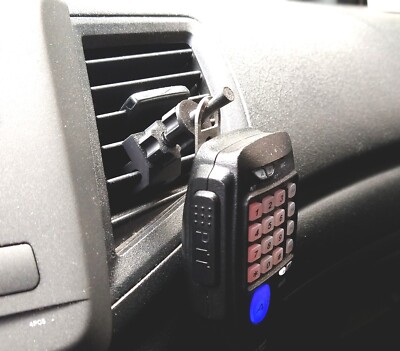 Air vent peg-style mic clip for Anytone, Retevis, etc. with the top loop