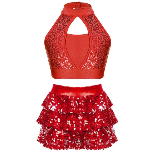 UK Girl's Hip Hop Jazz Dance Dress Outfits Crop Top and Skirt Gymnastics Leotard - Picture 41 of 55